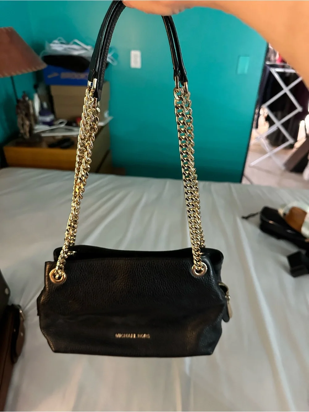 Coach Chocolate Pebbled Leather Shoulder Tote with Gold Hardware